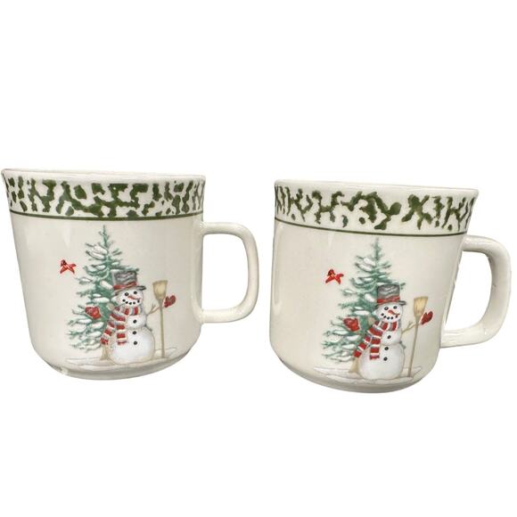 'We Can Build a Snowman' Stoneware 7-Pieces 4-Dinner Plates, 2-Mugs, 1 Bowl - Picture 3 of 5